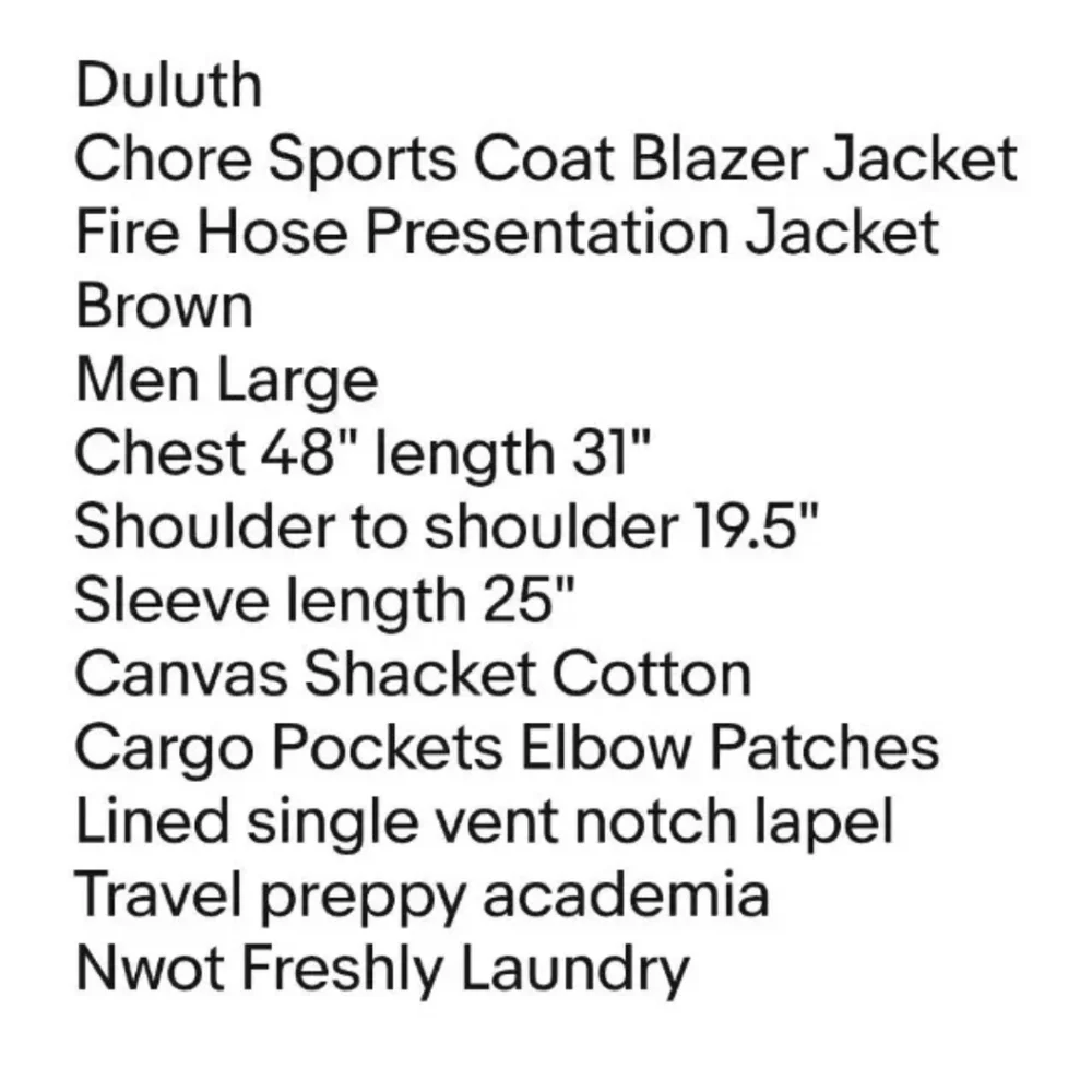 Duluth Chore Sports Coat Blazer Jacket Men L Fire Hose Canvas Cargo Pocket Brown